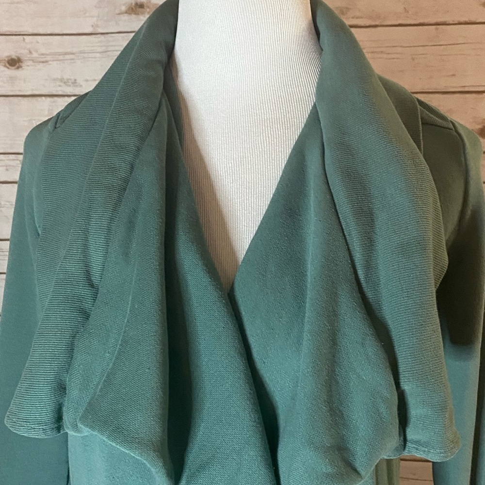 Anthropologie Saturday Sunday lagenlook green cotton waterfall cardigan jacket - Picture 2 of 6